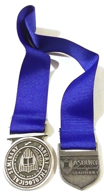 RARE - ASBURY THEOLOGICAL SEMINARY BAGE MEDAL SIGN ON BLUE RIBBON