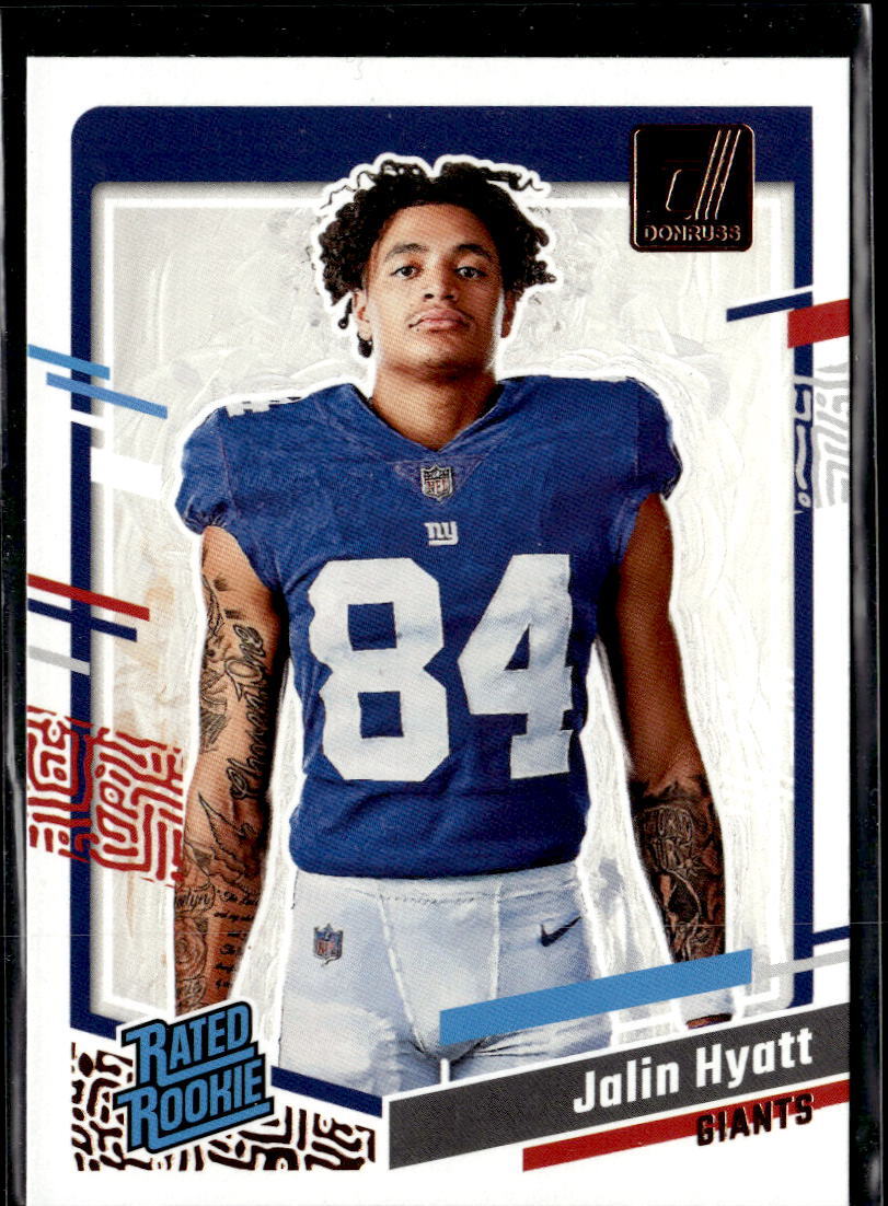 2023 Donruss #23 Jalin Hyatt Rated Rookie Portrait New York Giants RC