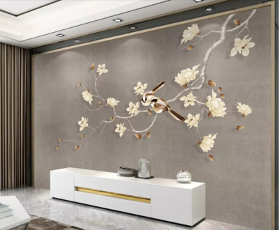 3D Flower Branch Bird 36563NA Wallpaper Wall Murals Removable Wallpaper Fay