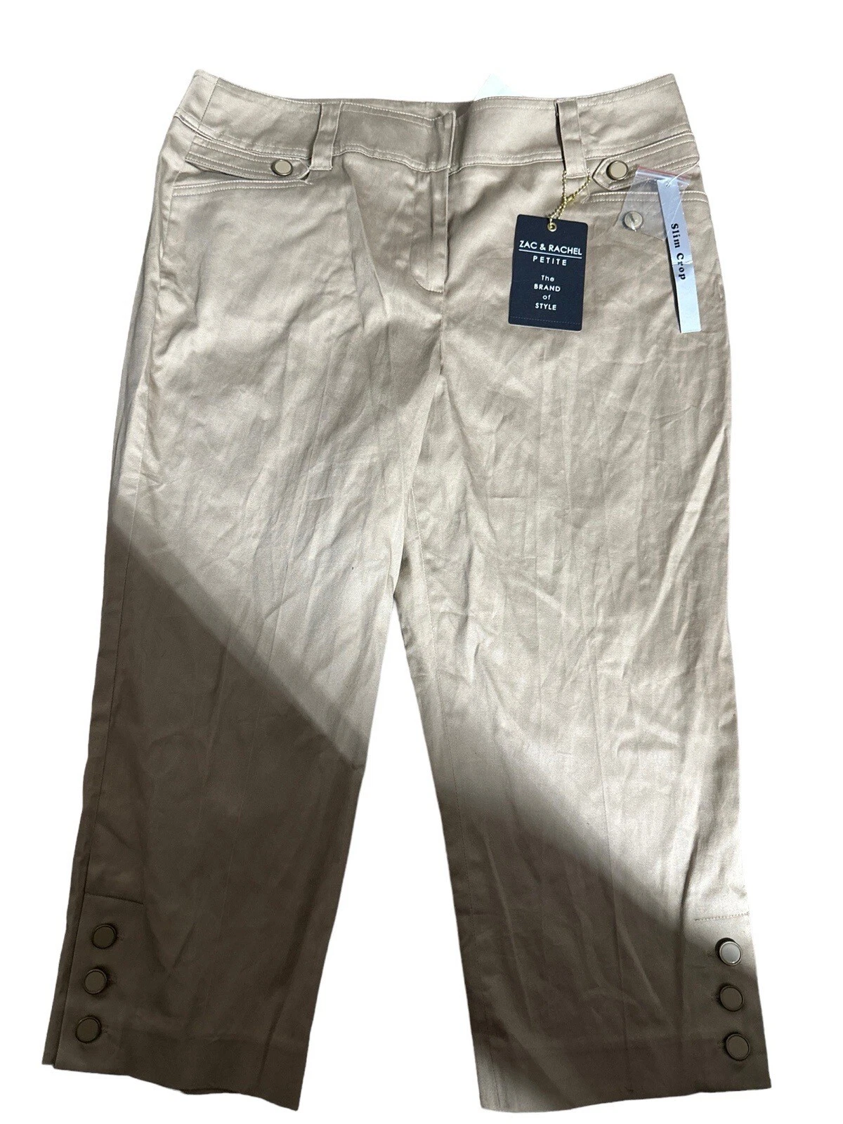 NWT Zac & Rachel Women’s 10P Khaki Slim Crop Stretch Capri Pants Casual Summer