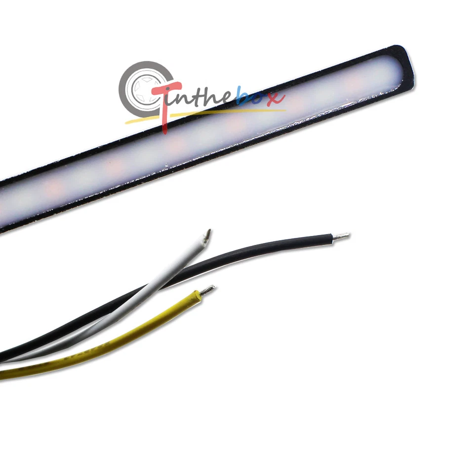 Kit de par de tiras LED blancas/ámbar Switchback para luz de señal de giro DRL para automóvil/camión Foto 4 de 4