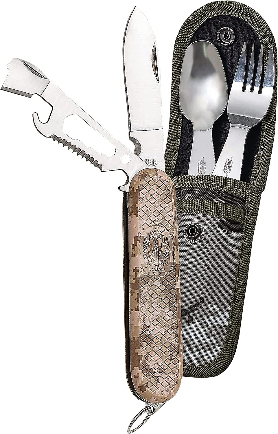 Cubiertos Campaña uso del Ejercito Español, Camuflaje, Caza,Pesca, Supervivencia