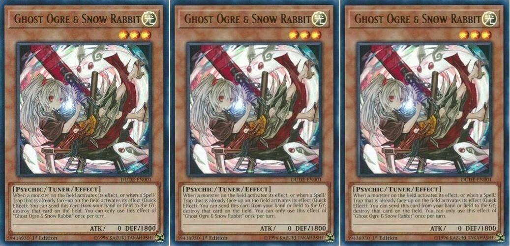 *** 3X GHOST OGRE & SNOW RABBIT 3X *** ULTRA RARE PLAYSET (MINT/NM) DUDE-EN001