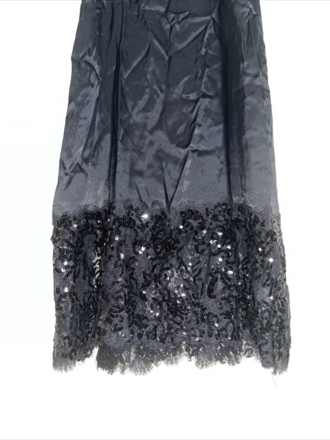 Michael Kors Womens Black Sequin Lace Slit Slip Dress M BHFO 