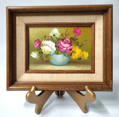 Vintage Shabby Chic Oil Painting Framed