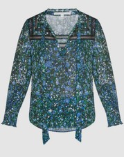 350 Veronica Beard Womens Green Candita Marble-Print Blouse Top Size 8