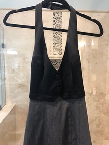 Bebe Black Halter Dress Sz 4 Sexy School Girl Career Gray Tuxedo Like Ebay