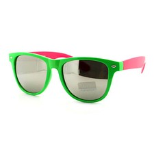 Fashion Sunglasses Classic Square 2-tone Color Frame Silver Mirror Lens