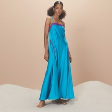 Abito Lungo H2O modello ATILDE colore arancio o magenta con inserto in pizzo  PE