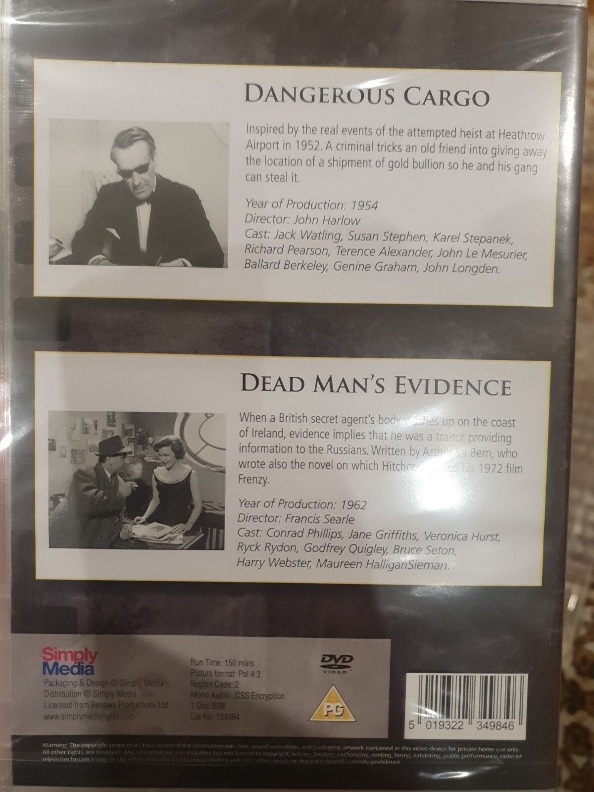DANGEROUS CARGO & DEAD MAN'S EVIDENCE DVD BRITISH CLASSIC THRILLER JACK