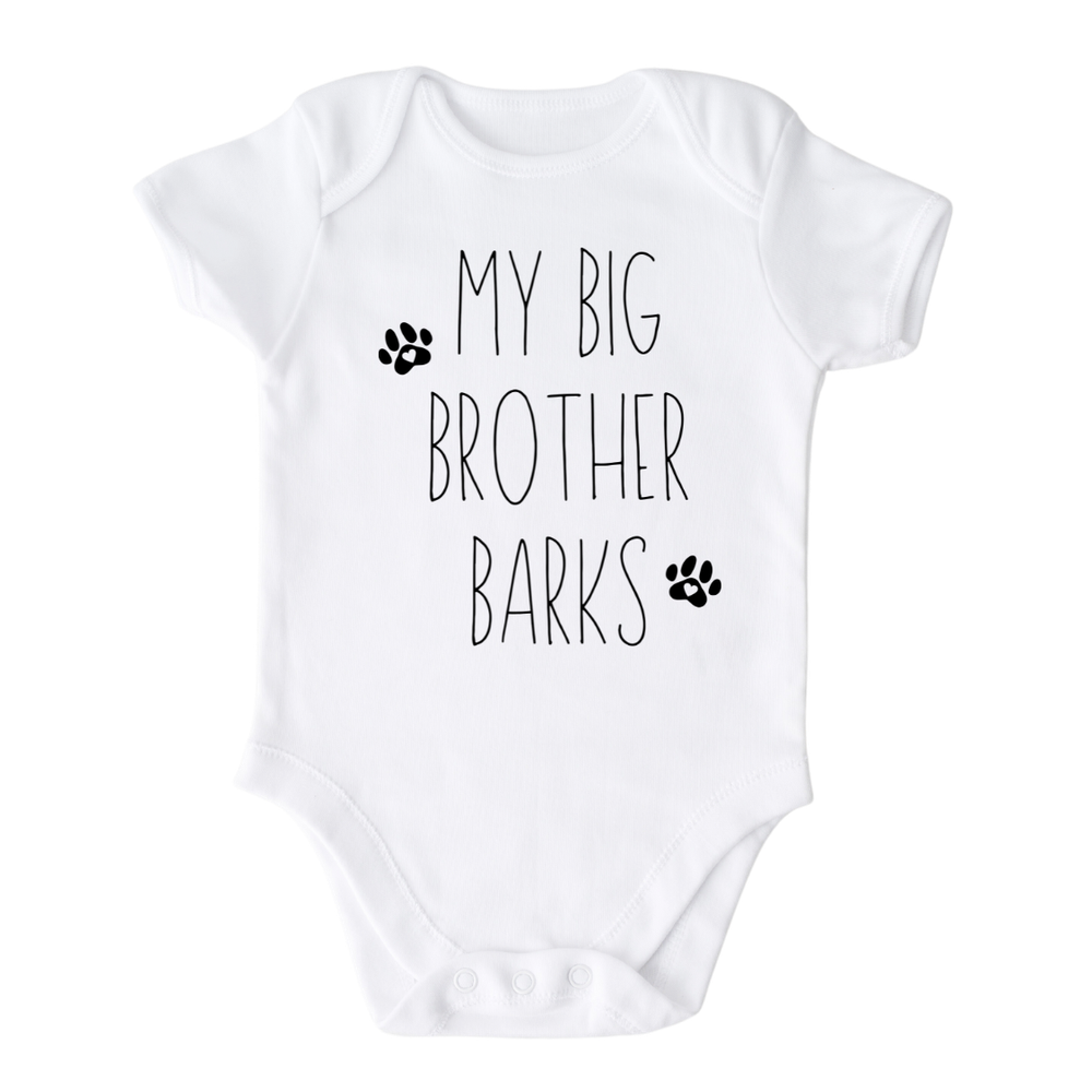 My Big Brother Barks Baby Onesie® Cute Dog Baby Bodysuit Outfit Baby Gift