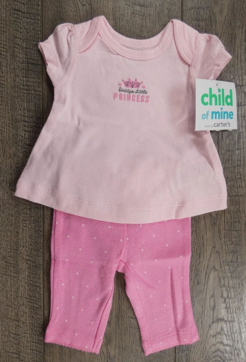 Baby Girl Clothes New Child Mine Carter's Preemie 2pc Daddy's