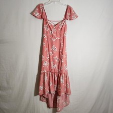 Lulus High Low Midi Dress Womens Size S Blush/Pink Floral Pattern Half Lined