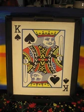 King of Spades Wood Frame Playing Card Theme Decorative Serving Tray
