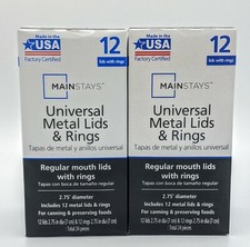 2 Boxes Of 12 Mainstays Canning Bands & Lids Rings Regular Size Jars 24 Total