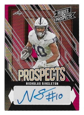 Nicholas Singleton 2024 Leaf Heroes & Prospects Pink Auto /5 Tennessee Titans RC