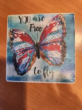 "You Are Free To Fly" Home Decor Ceramic Tile. Inspirational. NWT.