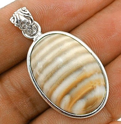 Natürlicher gestreifter Feuerstein Ohio 925 massiv Sterlingsilber Anhänger Schmuck