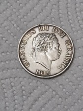 1818 George III Silver  .925 Half Crown Coin GVF+