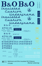 K4 O Scale Decals Baltimore and Ohio B O Insulated Boxcar Blue Roman Lettering