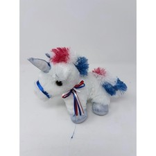 Dan Dee Collectors Choice Unicorn 7  x7  Small Plush Stuffed - RED, WHITE  BLUE