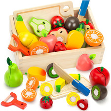 Hotmoodsy Wooden Play Food Set For Toddlers Toys Pretend Play Kitchen