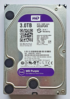 3 TB SATA Western Digital Purple WD30PURX-64P6ZY0 5400RPM 64MB 3.5'' Hard Drive