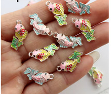 40Pcs cartoon Fish cute Charm earrings necklace Pendant DIY Jewelry Making