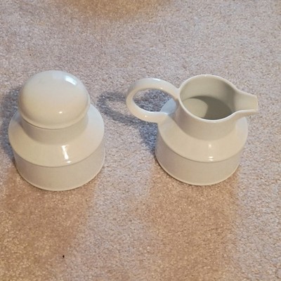 Vintage Midwinter Creamer & Sugar Bowl w/Lid White Stonehenge Made in England
