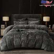 Ultra Soft Velvet Duvet Cover Set 3pcs Luxury Bedding Breathable Microfiber New