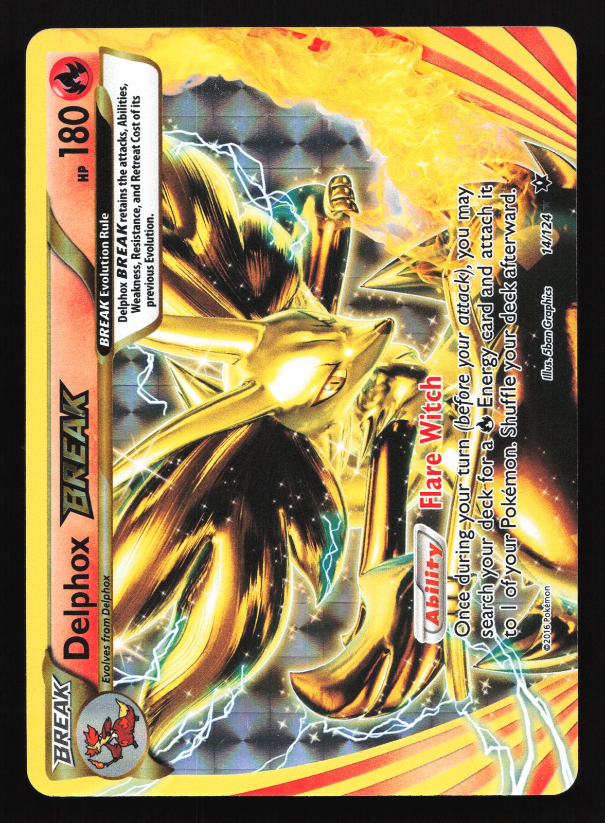 Delphox BREAK 14/124 XY - Fates Collide Ultra Rare Pokemon Card