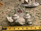 Gorgeous antique porcelain inkstand 19th Century Hand painted flowers Italy — photo 1