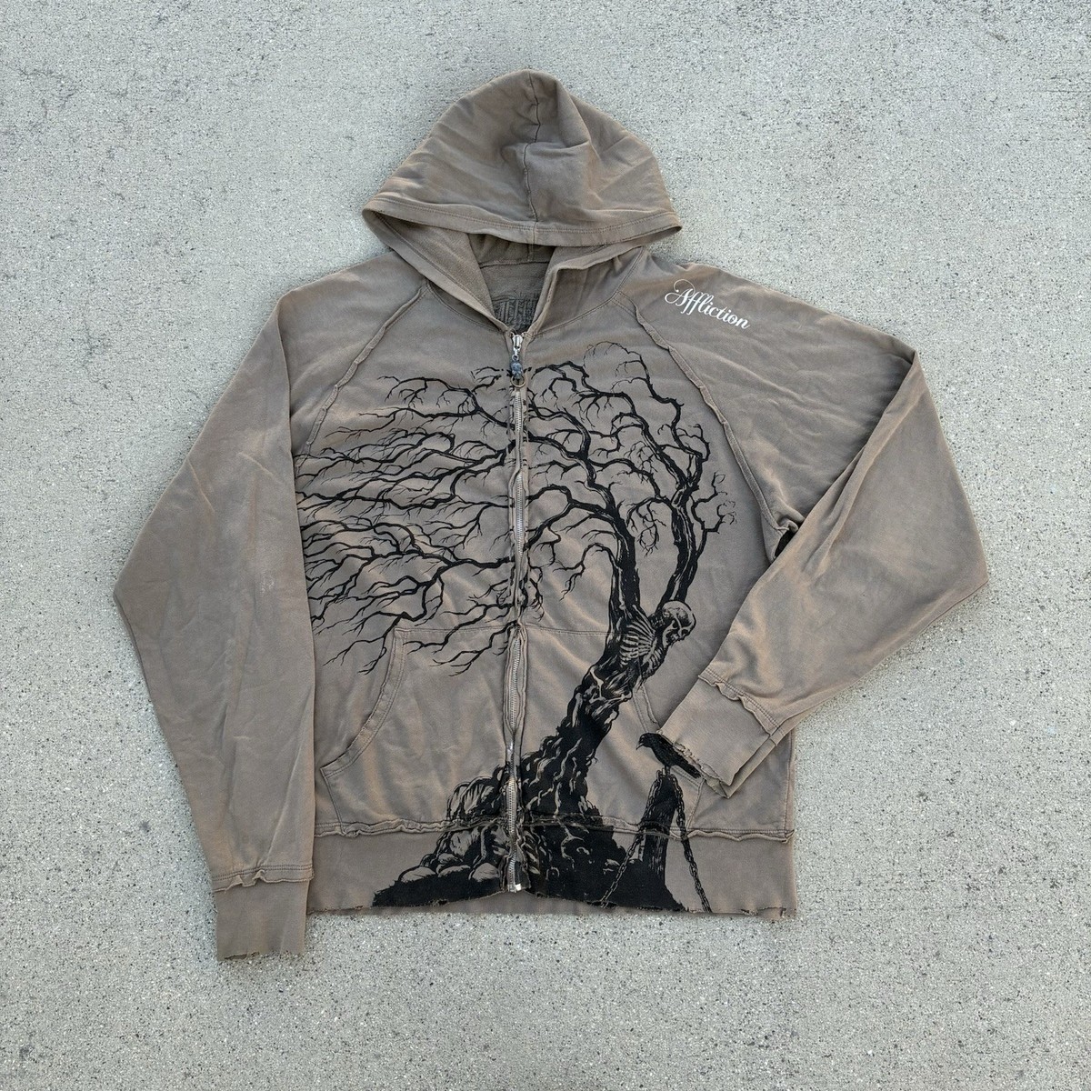 Rare 2000's Grunge Affliction Grail Zip Up Hoodie Skeleton Tree Rare 2000's Grunge Affliction Grail Zip Up Hoodie Skeleton Tree