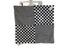 Vintage John Wietz Scarf Navy Blue White Checkered Mod 60s 70s Square Glentex