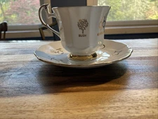 RED ROSE TEA " CUP OF FORTUNE " CUP SAUCER SET ENGLAND BONE CHINA TAYLOR KENT 2