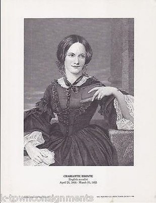 Charlotte Bronte British Novelist Vintage Portrait Gallery Artistic Poster Print