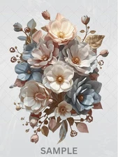 3D Floral  Modern Botanical Wall Art Printable Poster –  Digital Download