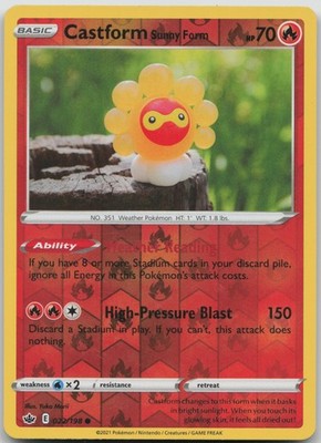 Castform Sunny Form 022/198 Common SWSH06: Chilling Reign LP Reverse Holo
