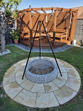 Focolare rotondo 120 cm granito mattoni cemento giardino barbecue camino riscaldatore anello