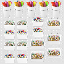 20-Piece Pegboard Bin and Cup Organizer Set with Hooks for Garage Storage