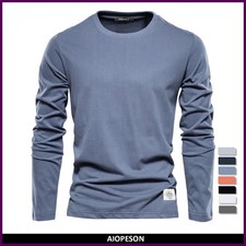 100 Cotton Long Sleeve T shirt For Men Solid Spring Casual Mens T-shirts