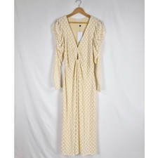 NWT Lovers and Friends Zoey Puff Sleeve Lace Midi Dress Large Ivory Cream Bridal