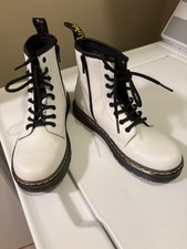 Dr. Martens Boots Kid s Youth Size 3 White Leather Lace Up Side Zip Ankle 1460 J