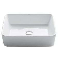 Kraus KCV-121-SO White 18-3/4" Ceramic Vessel Bathroom Sink Only