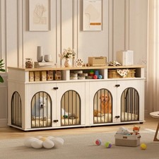 71" Extra Large Dog Crate Furniture Indoor TV Stand Dog Kennel for 2 Dogs