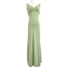 Forever Yours International Dress Womens 4 Green Chiffon V Neck Maxi Bridesmaid