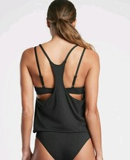 New Athleta Swim Seascape Padded Bra Top, Tankini In Black Size 34 B/C. NWT