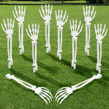 10 PCS Halloween Skeleton Hands Decoration, Skeleton Arms with Lawn Stakes, S...