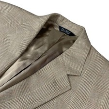 Jos A Bank Men  s Silk/Wool 2-Button Blazer Beige Plaid   42L