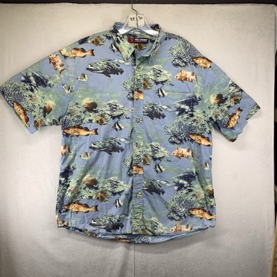 Reel Legends Shirt Mens XL FISH Short Sleeve Fishing Pocket Red Fish Grouper